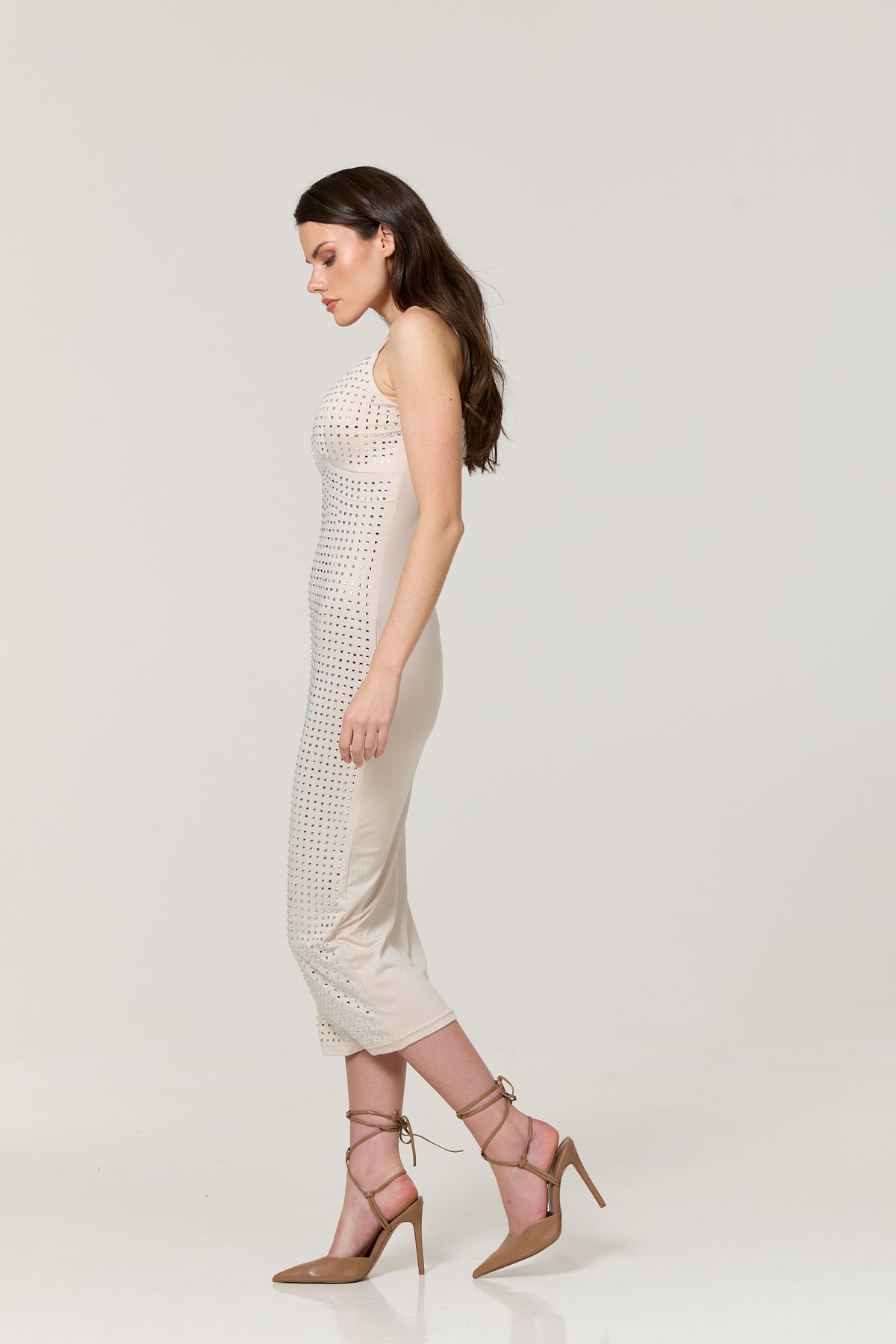 
                  
                    Cream Diamante Bodycon Midi Dress
                  
                