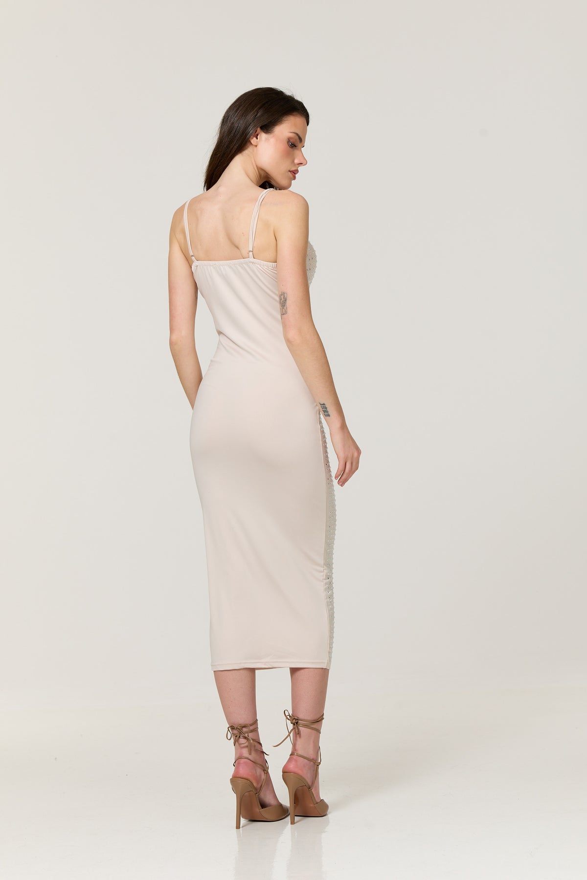 
                  
                    Cream Diamante Bodycon Midi Dress
                  
                
