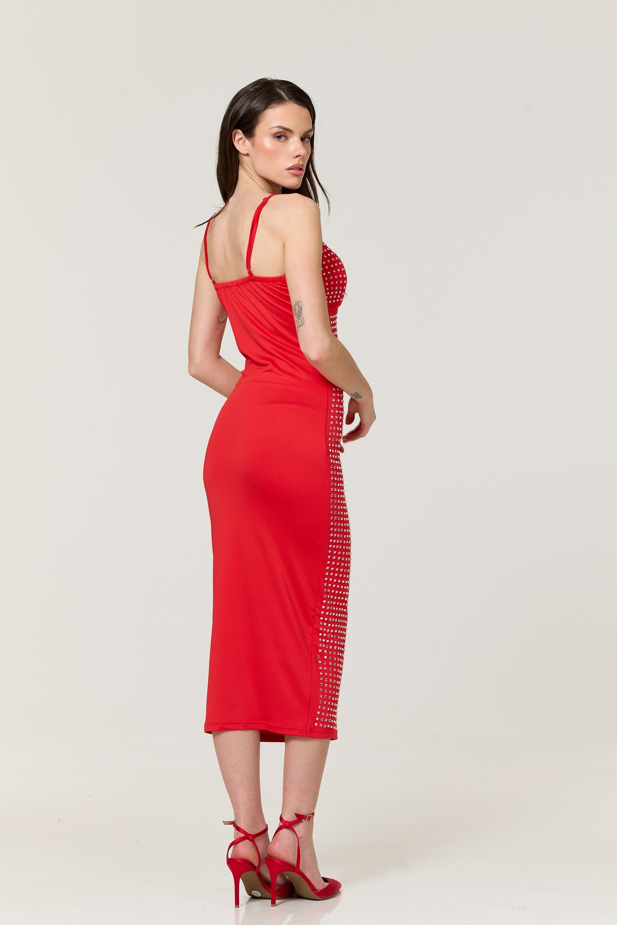 
                  
                    Red Diamante Bodycon Midi Dress
                  
                