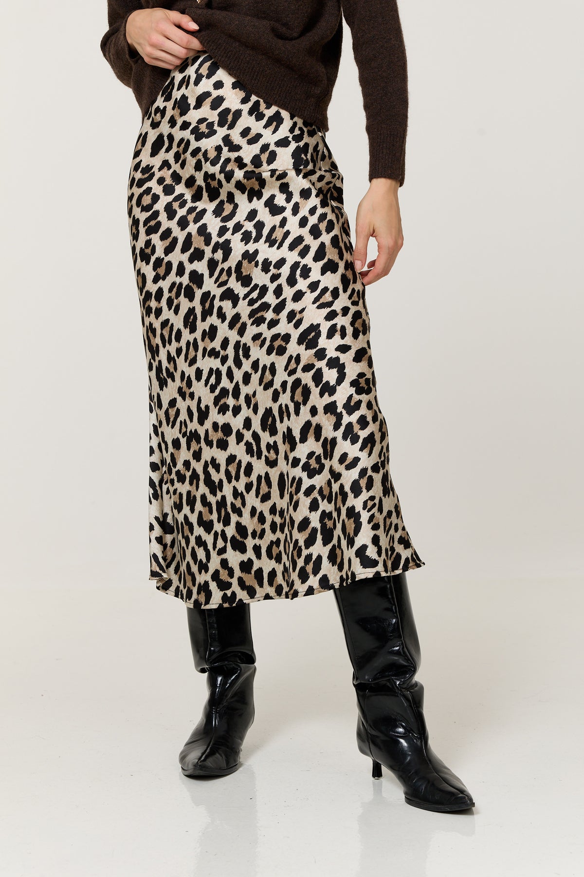 
                  
                    Leopard Print Satin Maxi Skirt
                  
                