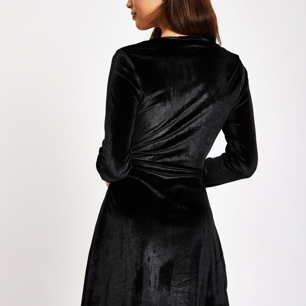 
                  
                    Liquorish Black Velvet Mini Dress With Lace Details
                  
                