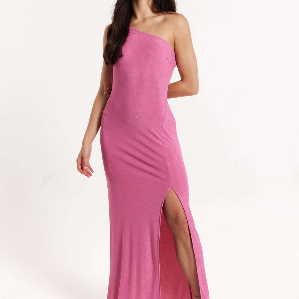 
                  
                    Pink Lurex One Shoulder Maxi Dress
                  
                