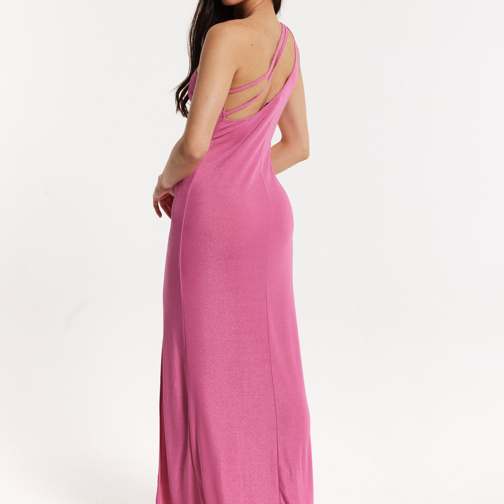 
                  
                    Pink Lurex One Shoulder Maxi Dress
                  
                