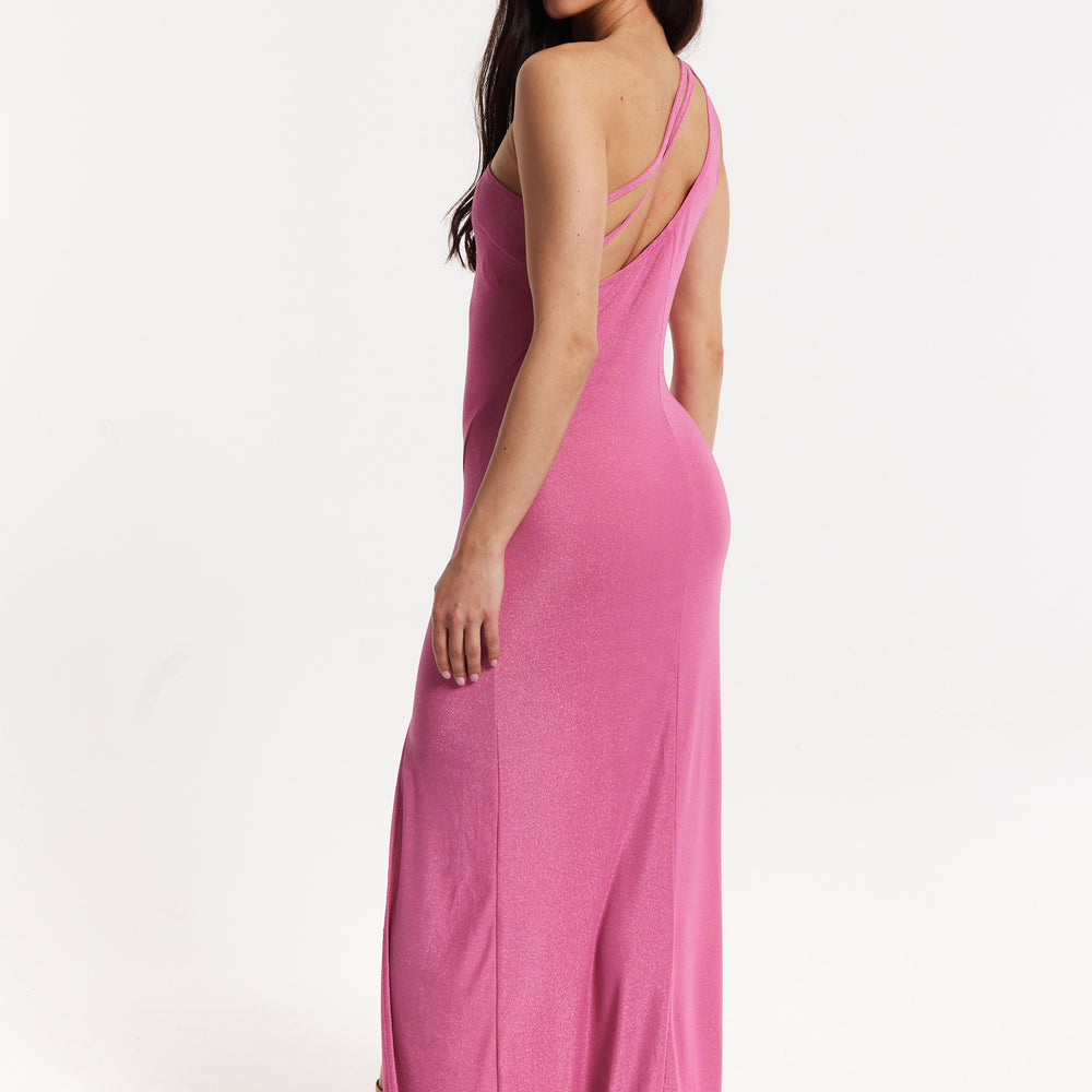 
                  
                    Pink Lurex One Shoulder Maxi Dress
                  
                