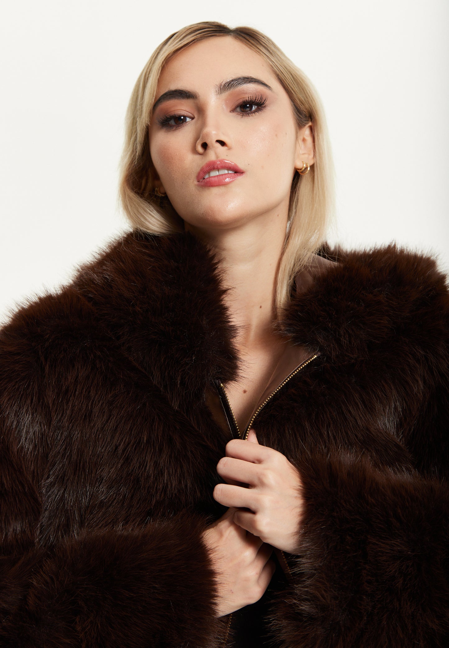 
                  
                    Faux Fur Hooded Coat in Brown
                  
                