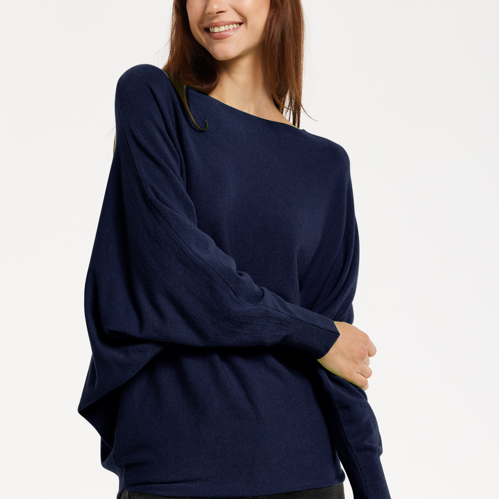 
                  
                    Liquorish Back Pearl-Button Detail Jumper Navy
                  
                