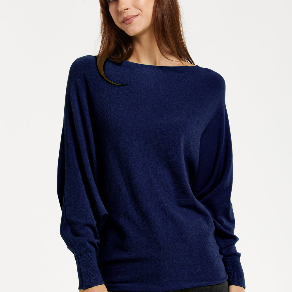 
                  
                    Liquorish Back Pearl-Button Detail Jumper Navy
                  
                