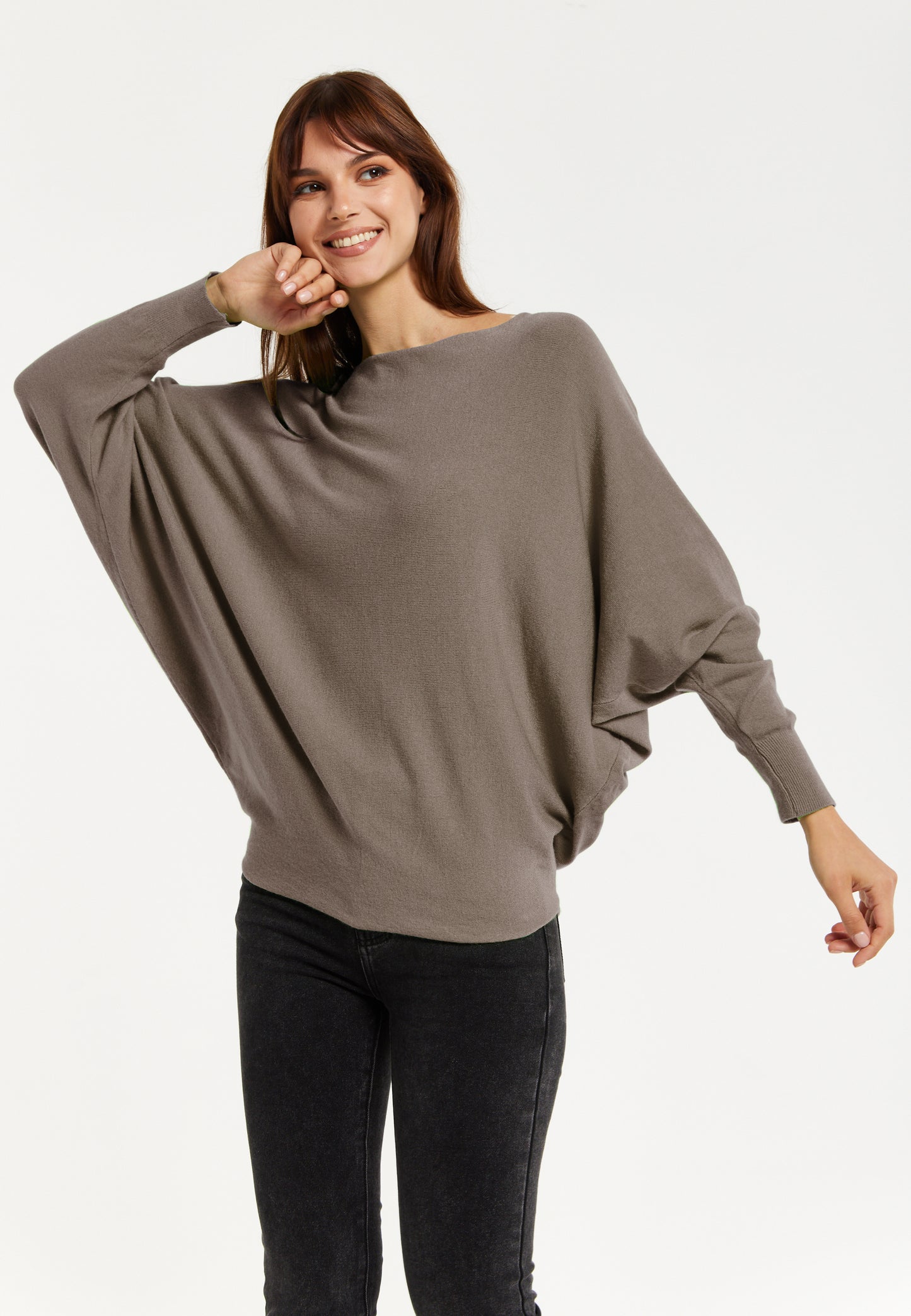 
                  
                    Liquorish Back Pearl-Button Detail Jumper Brown
                  
                