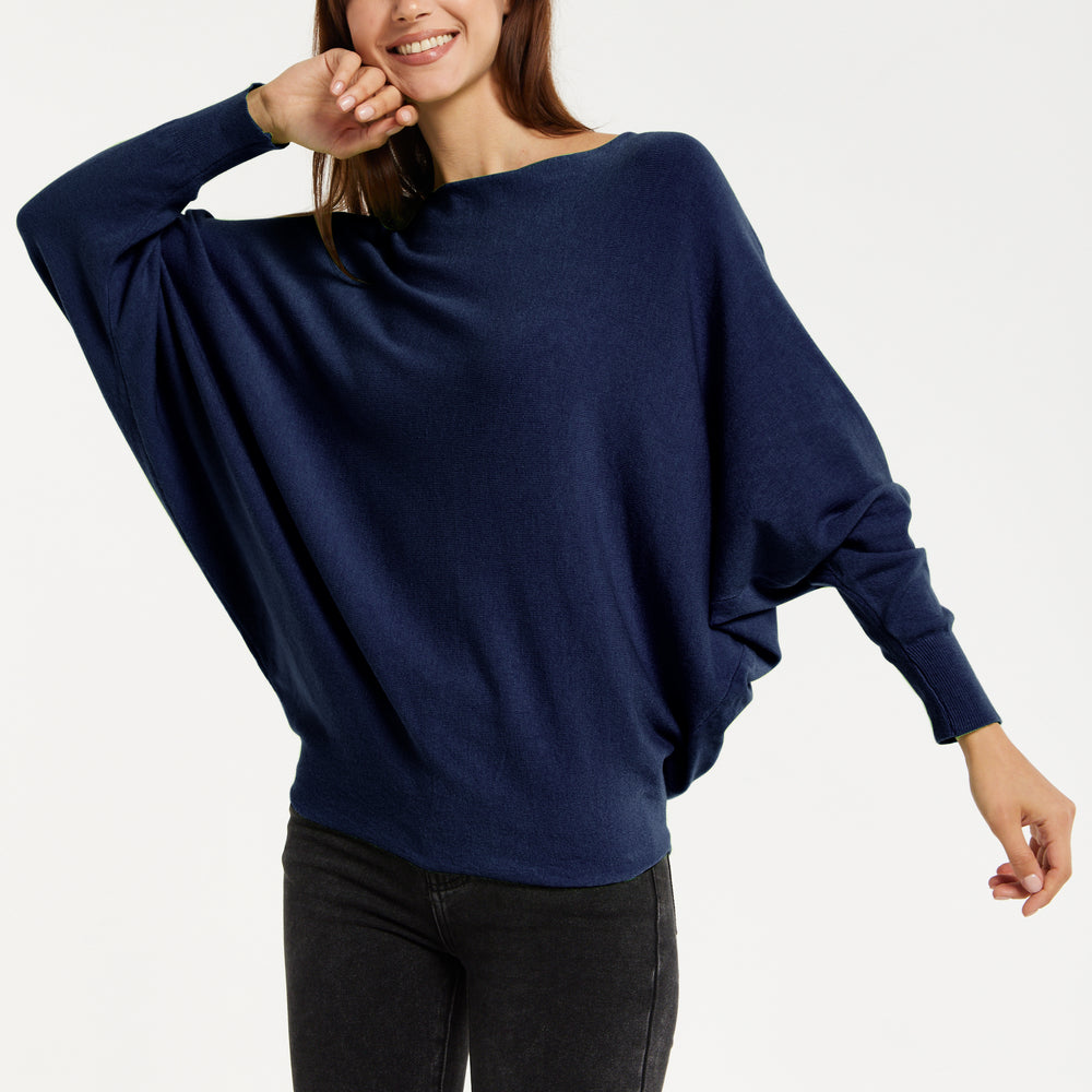 
                  
                    Liquorish Back Pearl-Button Detail Jumper Navy
                  
                