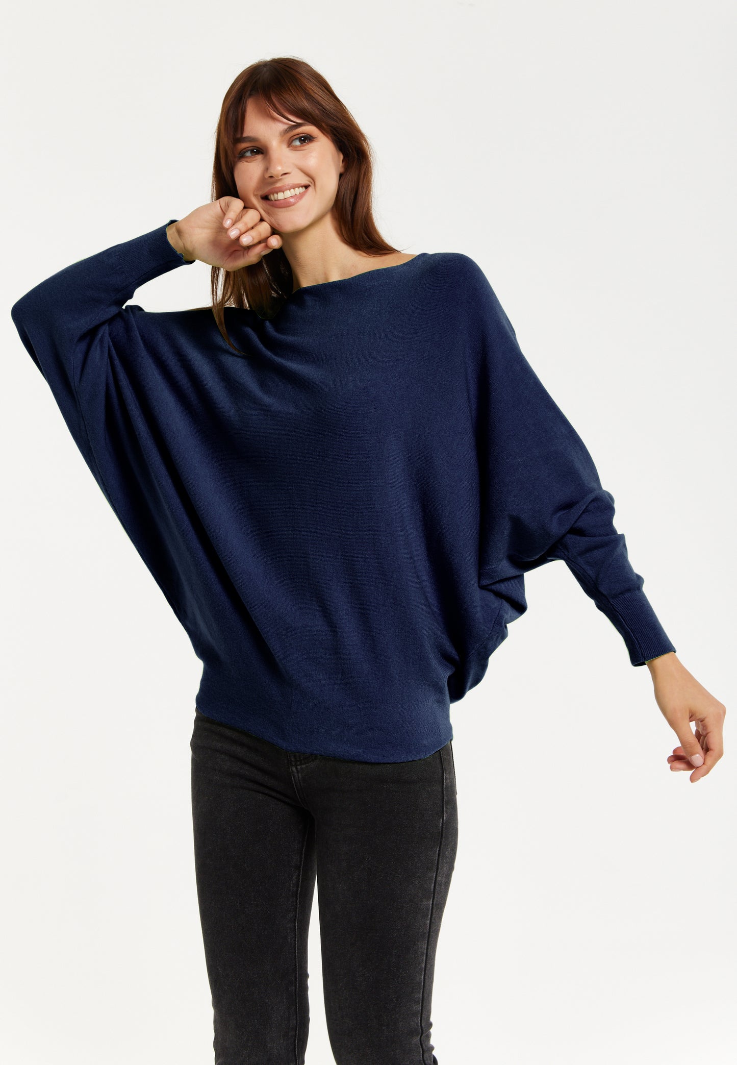 
                  
                    Liquorish Back Pearl-Button Detail Jumper Navy
                  
                