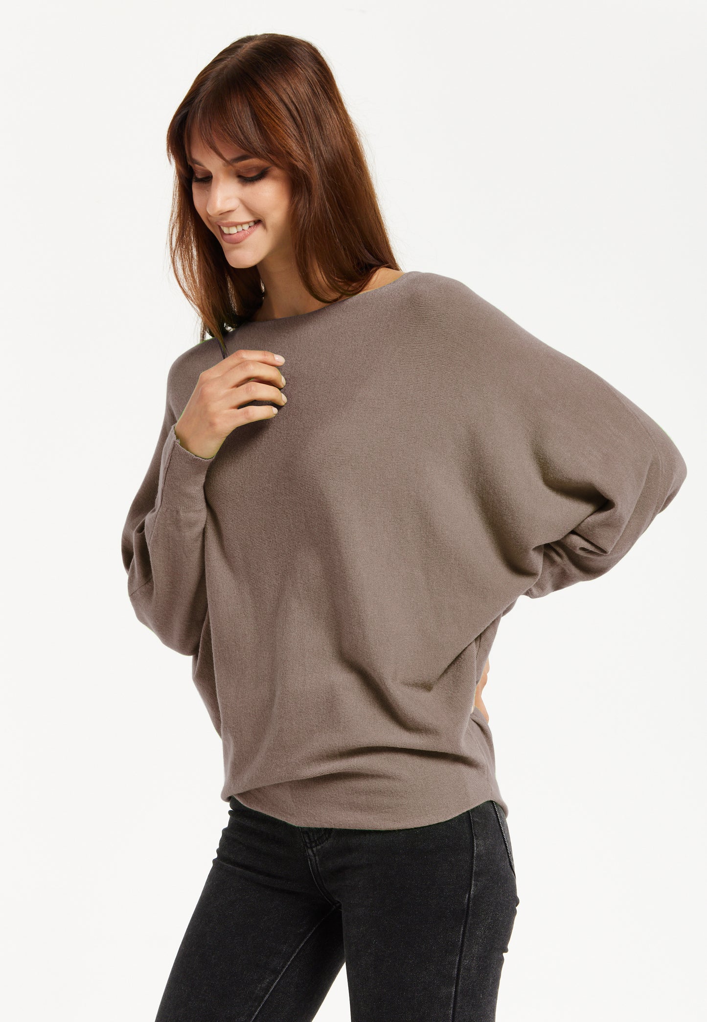 
                  
                    Liquorish Back Pearl-Button Detail Jumper Brown
                  
                