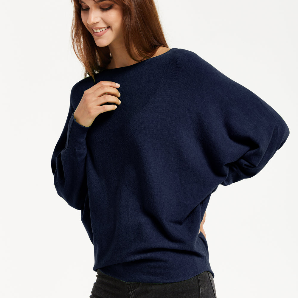 
                  
                    Liquorish Back Pearl-Button Detail Jumper Navy
                  
                