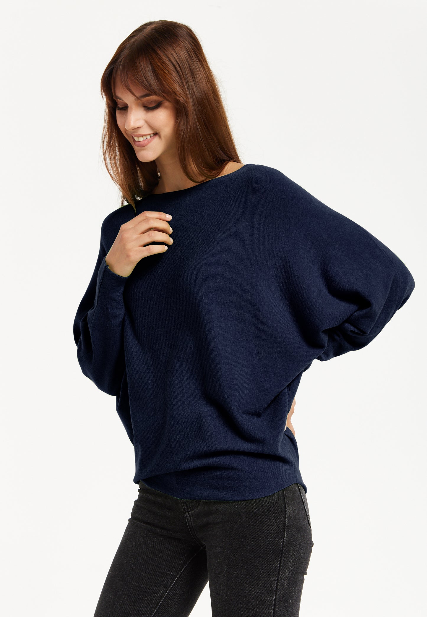 
                  
                    Liquorish Back Pearl-Button Detail Jumper Navy
                  
                