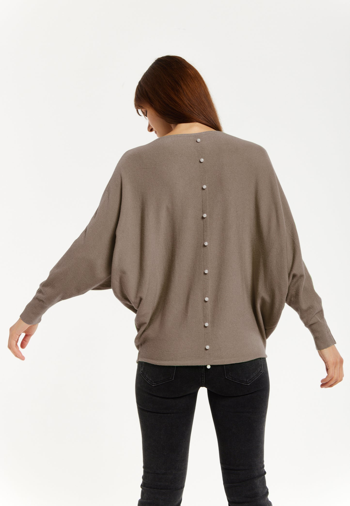 
                  
                    Liquorish Back Pearl-Button Detail Jumper Brown
                  
                