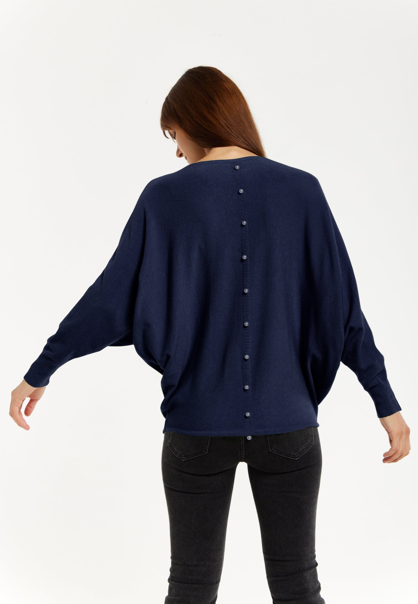 
                  
                    Liquorish Back Pearl-Button Detail Jumper Navy
                  
                