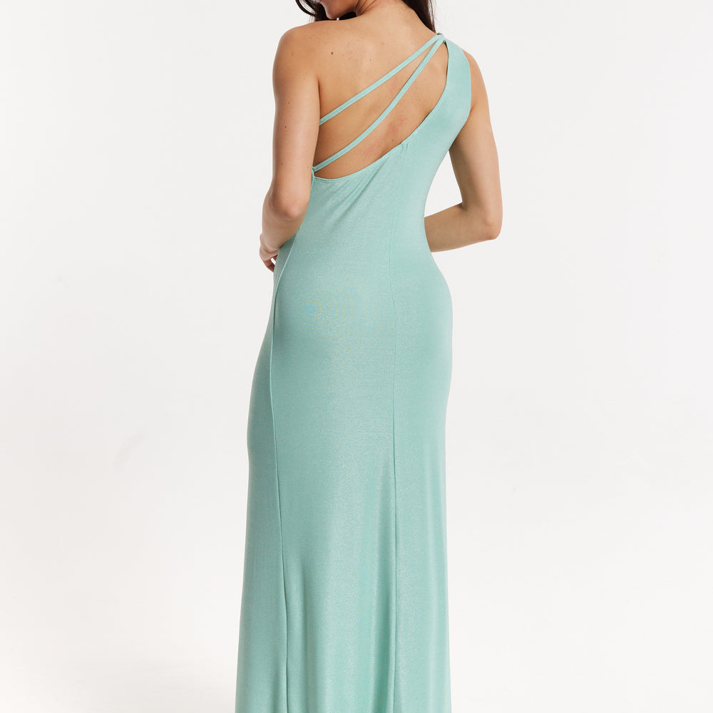 
                  
                    Green Lurex One Shoulder Maxi Dress
                  
                