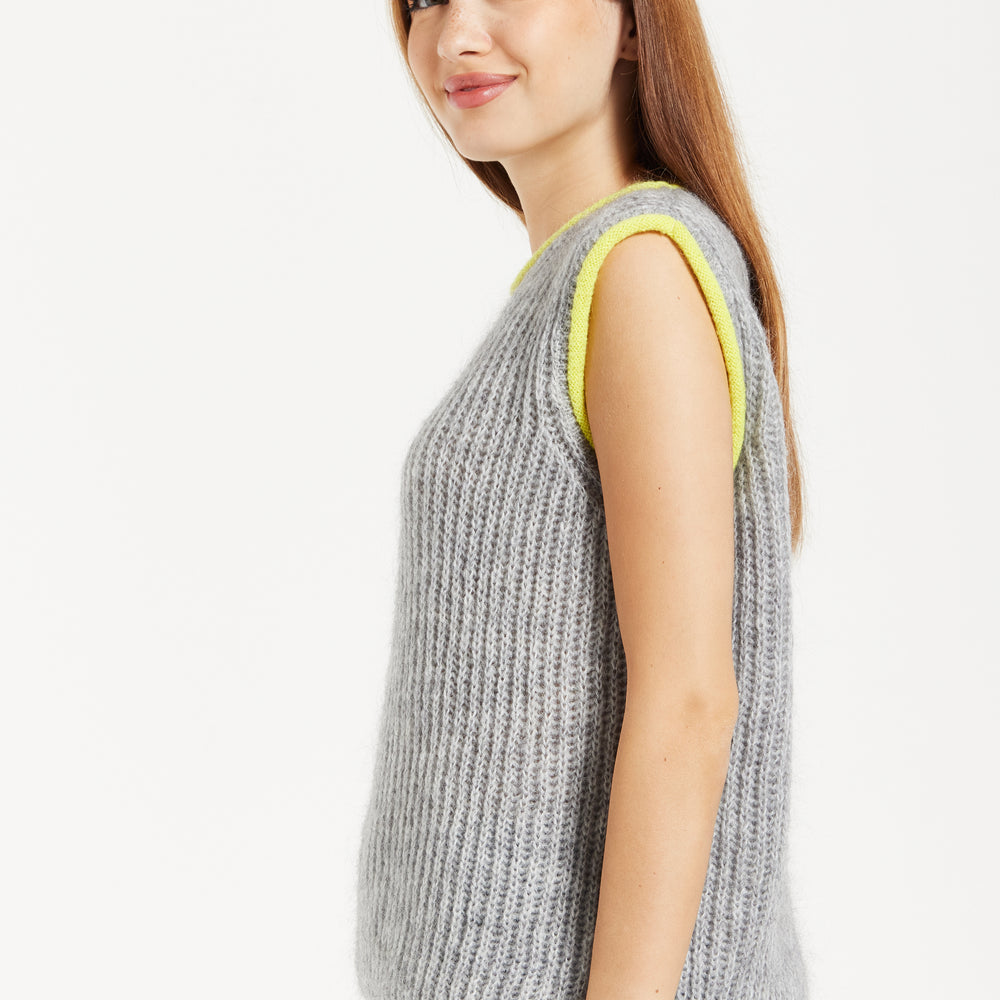 
                  
                    Liquorish Super Soft Sleeveless Ribbed Knit Sweater Vest - Grey
                  
                