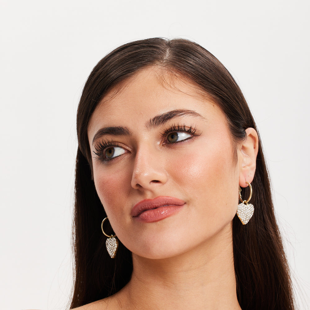 
                  
                    Liquorish Diamonte Heart Shape Gold Hoop Drop Style Earrings
                  
                