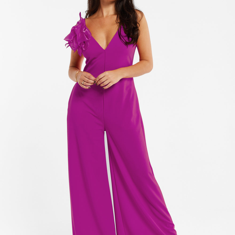 
                  
                    Liquorish Elegant Fuchsia Jumpsuit with Floral Shoulder Detail
                  
                