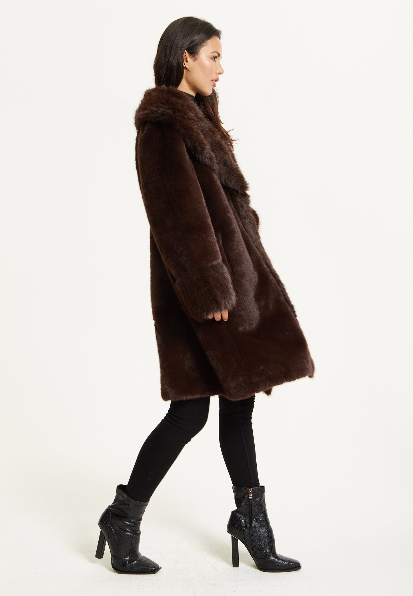 
                  
                    Long Faux Fur Coat in Brown
                  
                