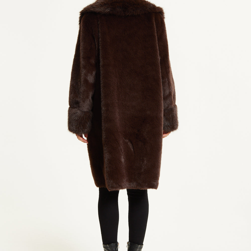 
                  
                    Long Faux Fur Coat in Brown
                  
                