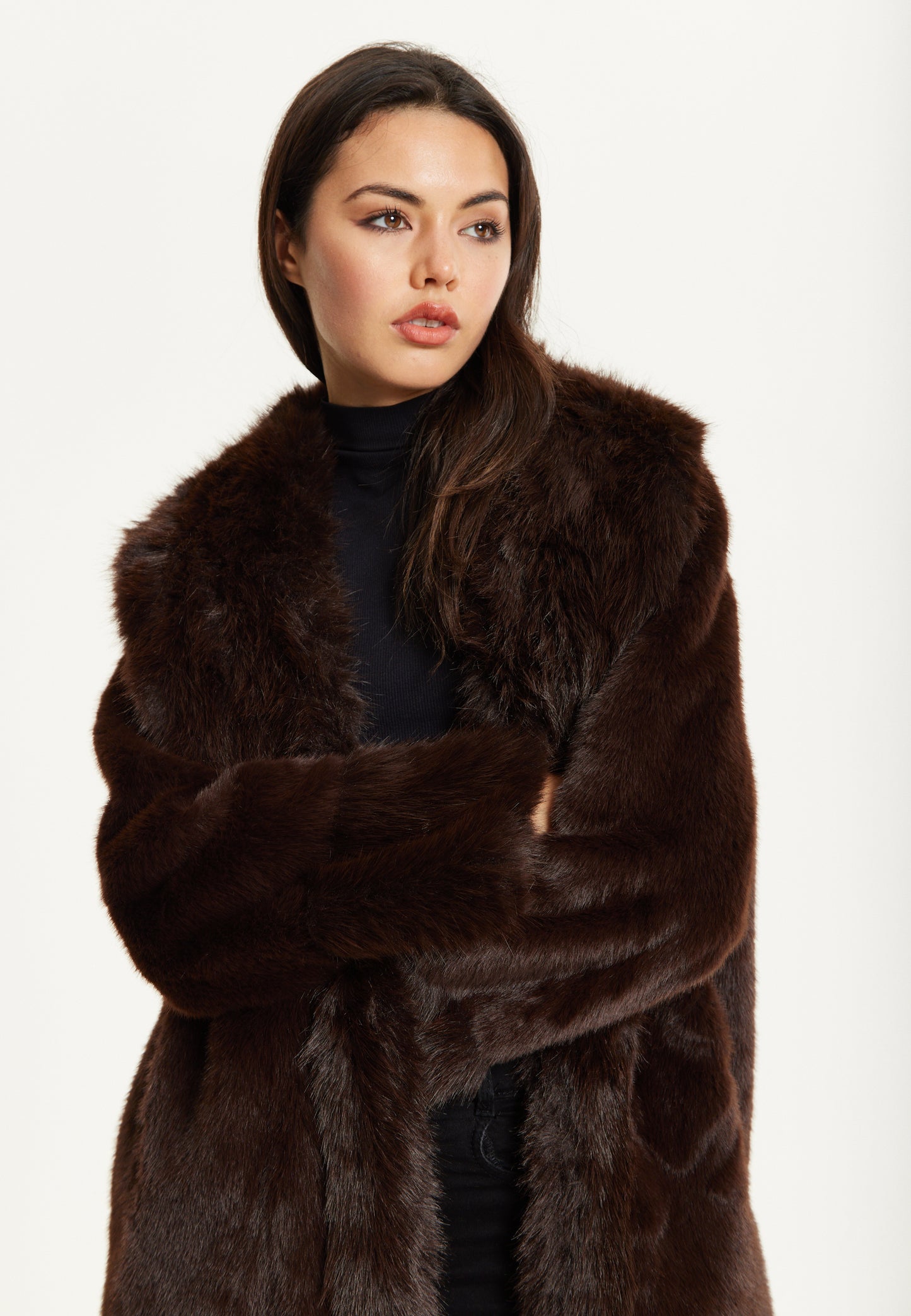 
                  
                    Long Faux Fur Coat in Brown
                  
                