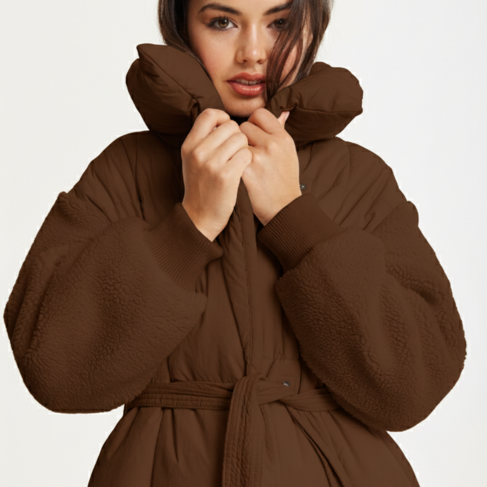 
                  
                    Brown Longline Belted Puffer Coat
                  
                