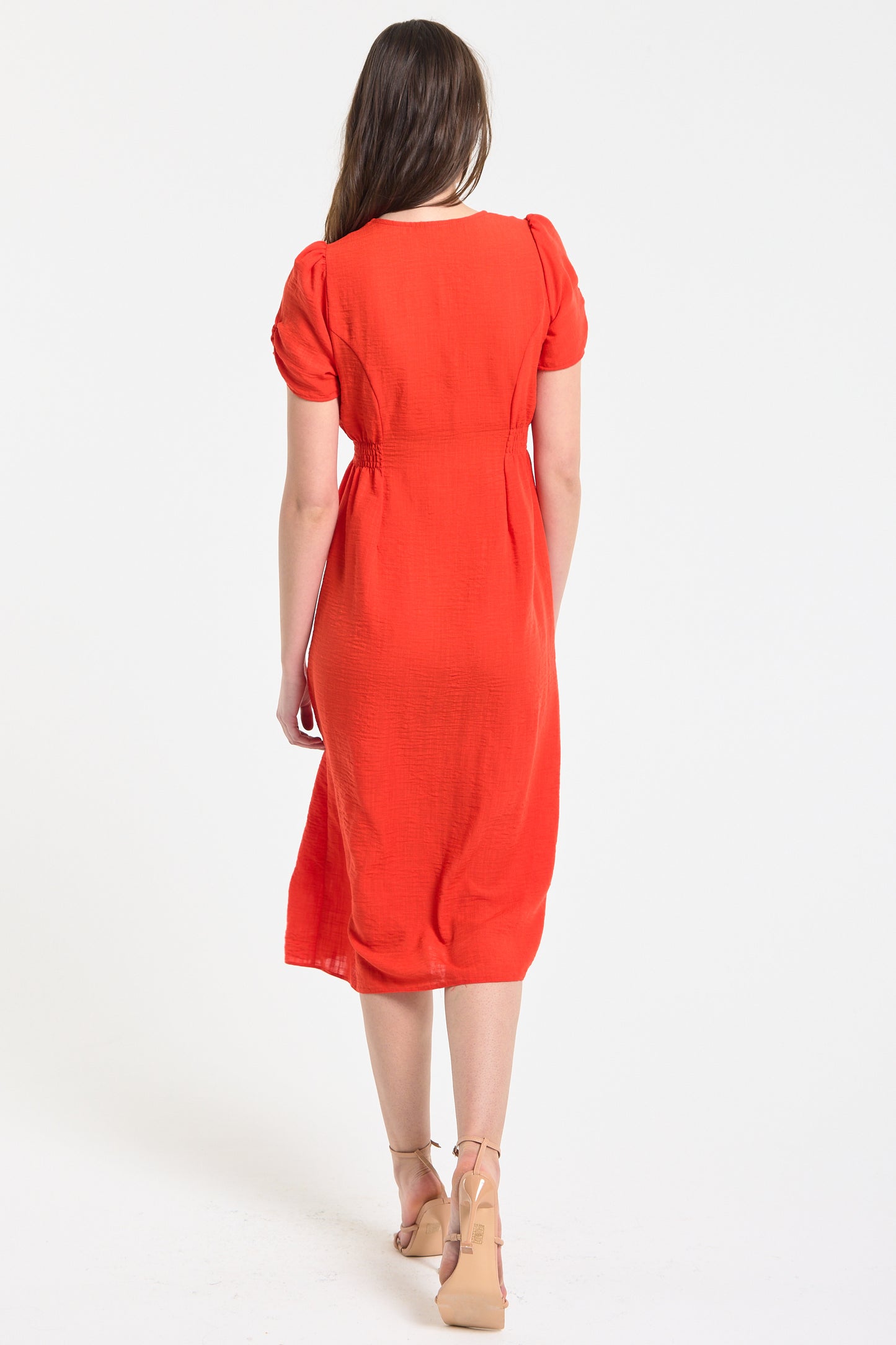 
                  
                    Orange Button Front Midi Dress
                  
                