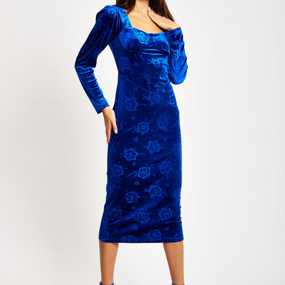 
                  
                    Liquorish Corset Detail Midi Royal Blue Velvet Dress
                  
                