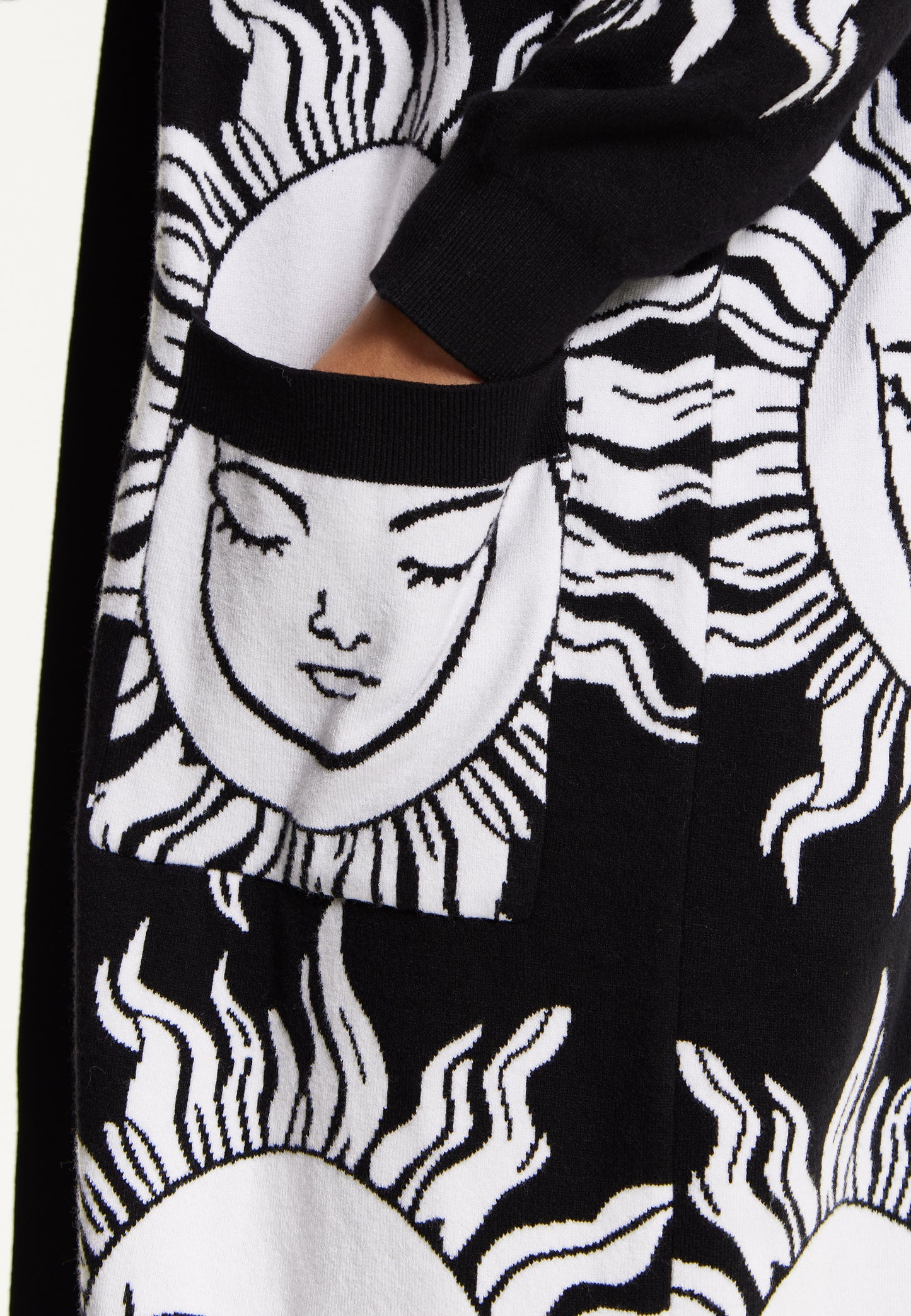 
                  
                    Black Sunface Print Longline Cardigan
                  
                