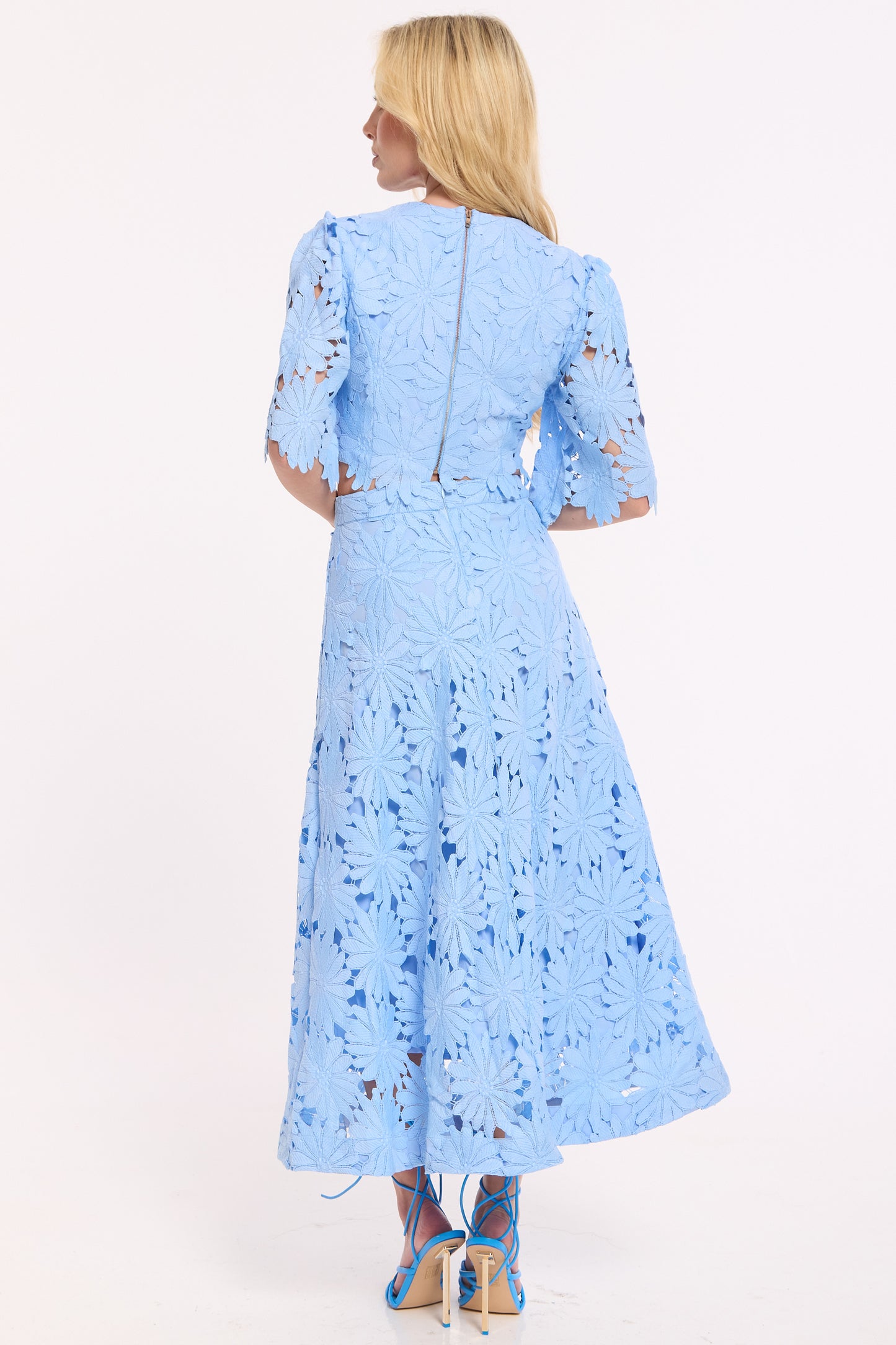 
                  
                    Blue Lace Crop Top And Midi Skirt Set
                  
                