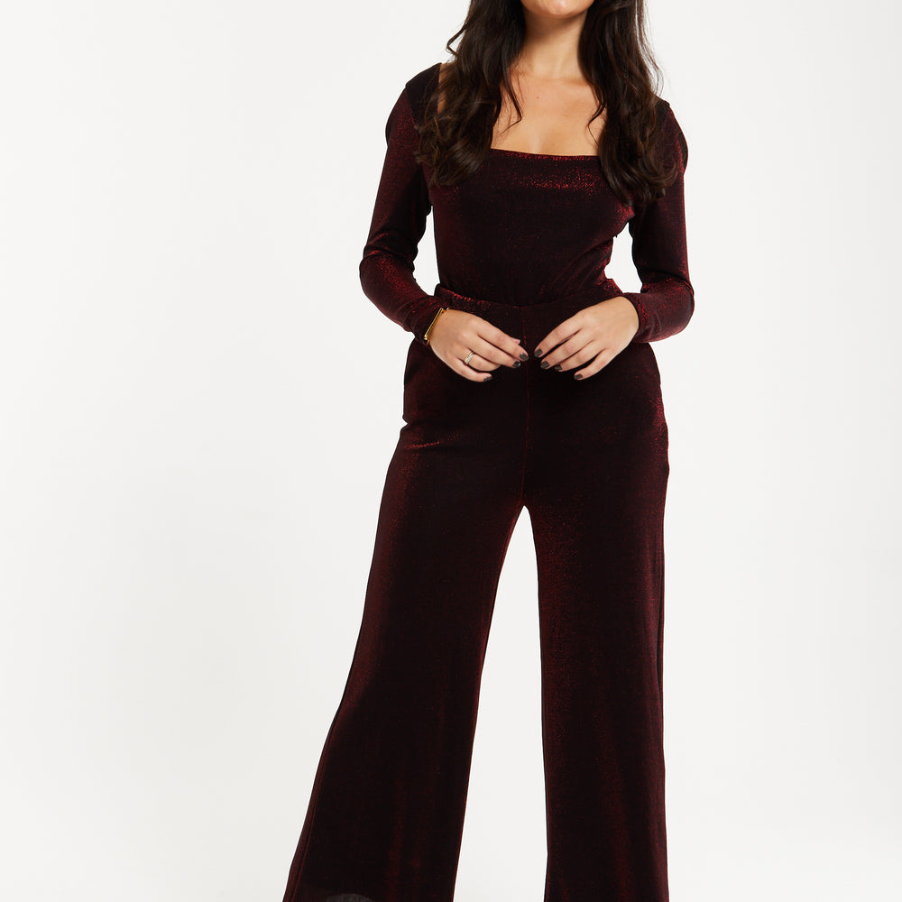 
                  
                    Liquorish Burgundy Cowl Neck Lurex Jumpsuit
                  
                