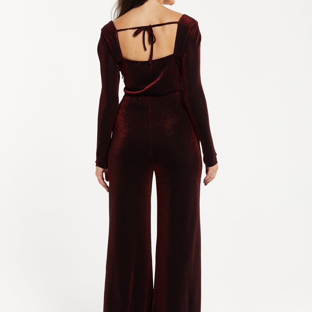 
                  
                    Liquorish Burgundy Cowl Neck Lurex Jumpsuit
                  
                