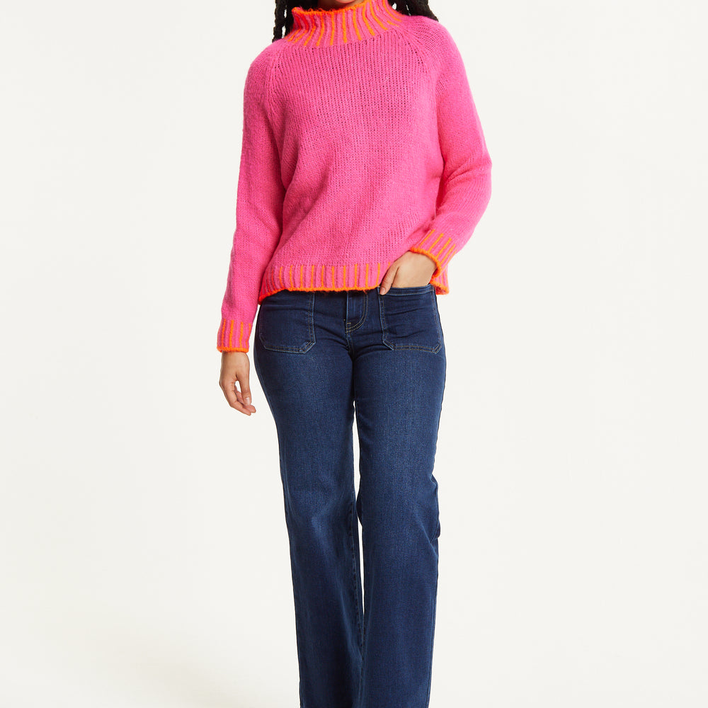 
                  
                    Neon Trim Wool Blend Jumper – Dark Pink
                  
                