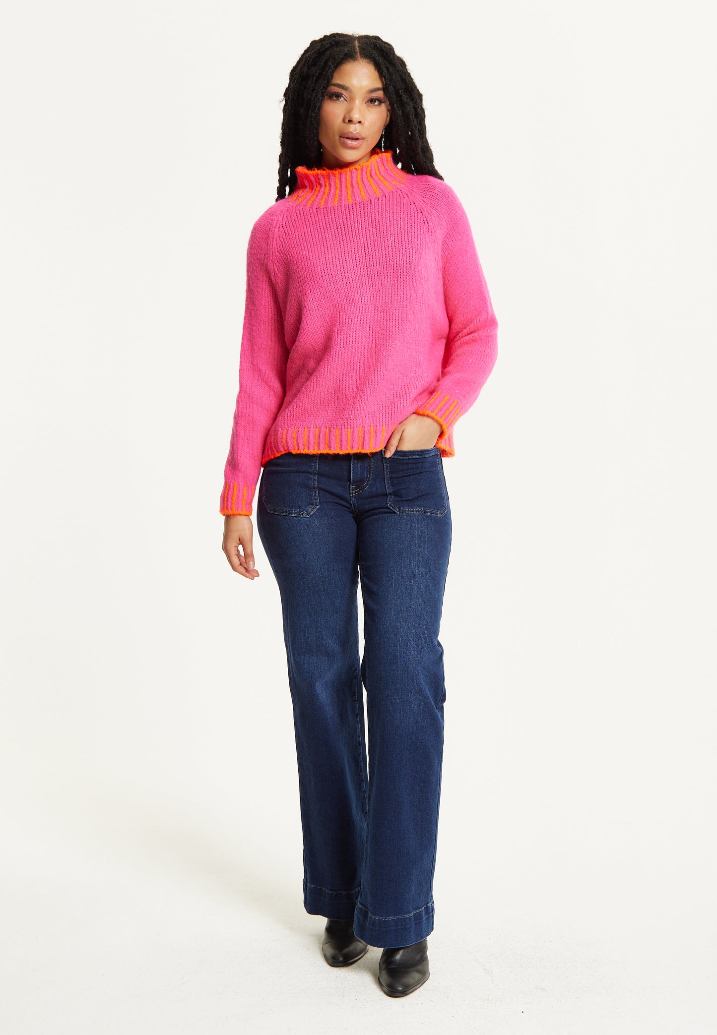 
                  
                    Neon Trim Wool Blend Jumper – Dark Pink
                  
                