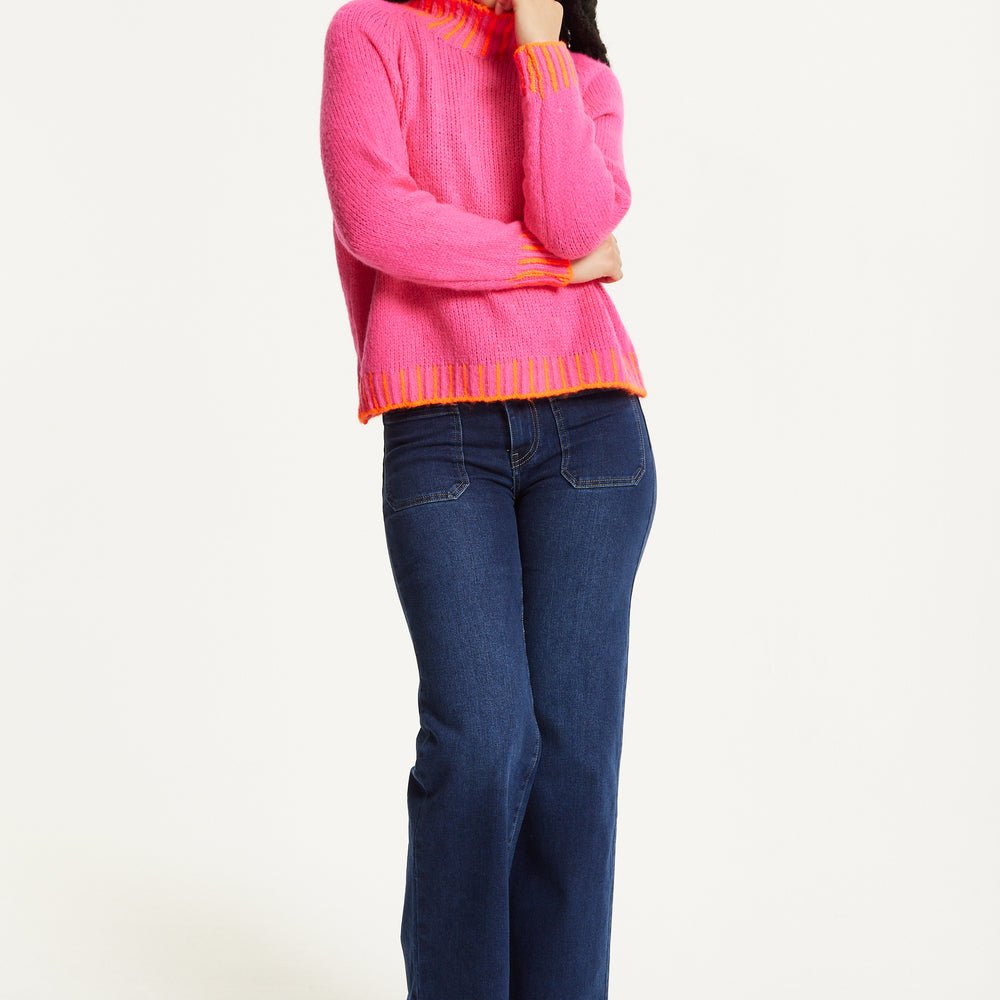 
                  
                    Neon Trim Wool Blend Jumper – Dark Pink
                  
                