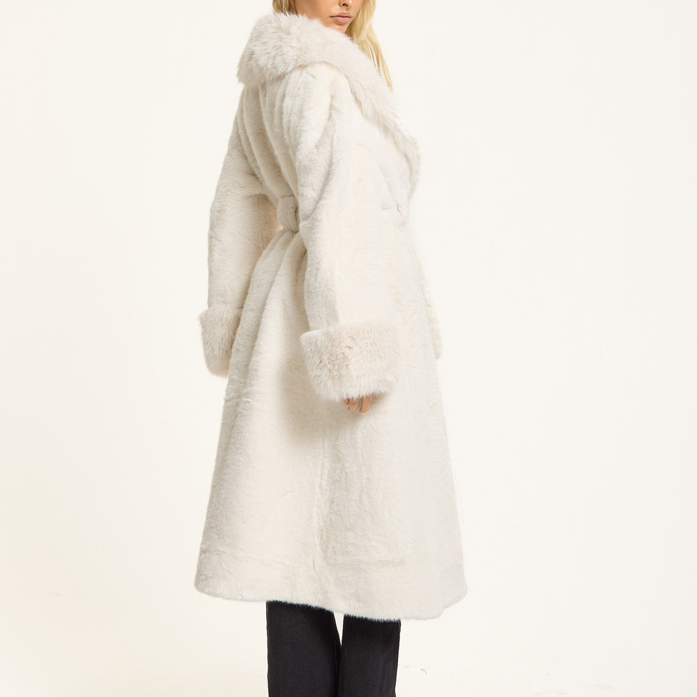 
                  
                    White Longline Faux Fur Coat
                  
                