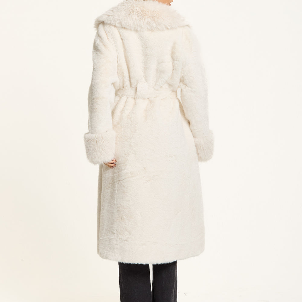 
                  
                    White Longline Faux Fur Coat
                  
                