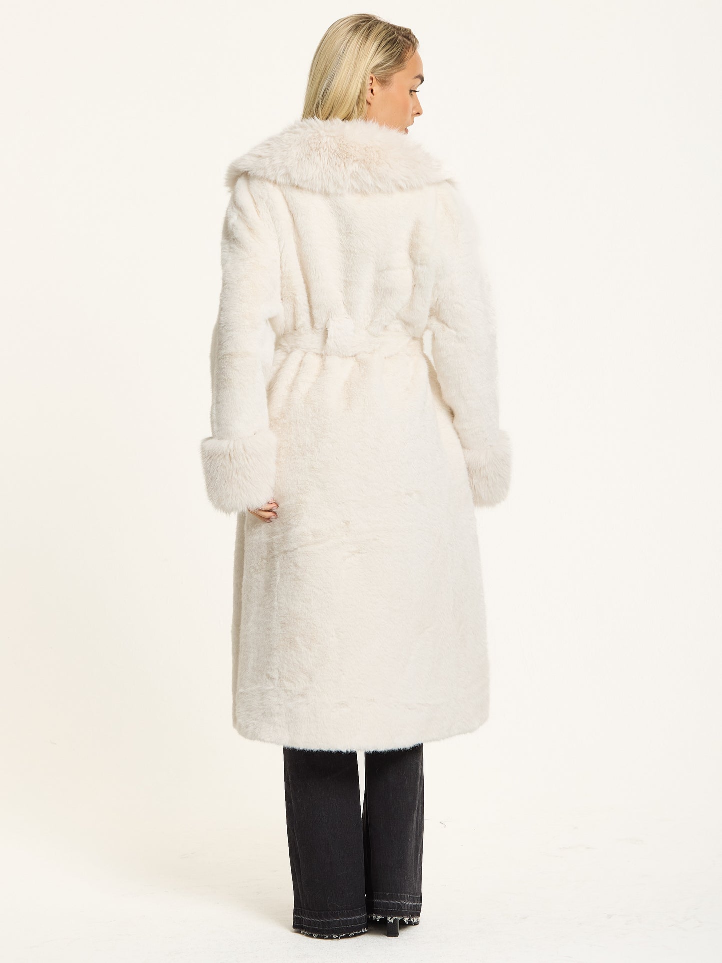 
                  
                    White Longline Faux Fur Coat
                  
                