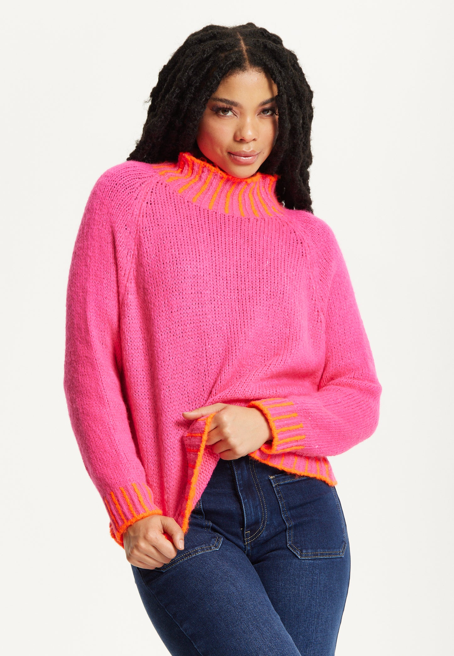 
                  
                    Neon Trim Wool Blend Jumper – Dark Pink
                  
                