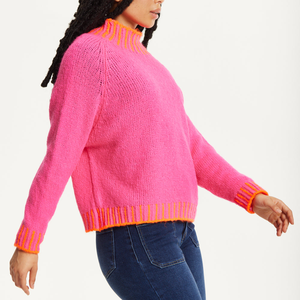 
                  
                    Neon Trim Wool Blend Jumper – Dark Pink
                  
                
