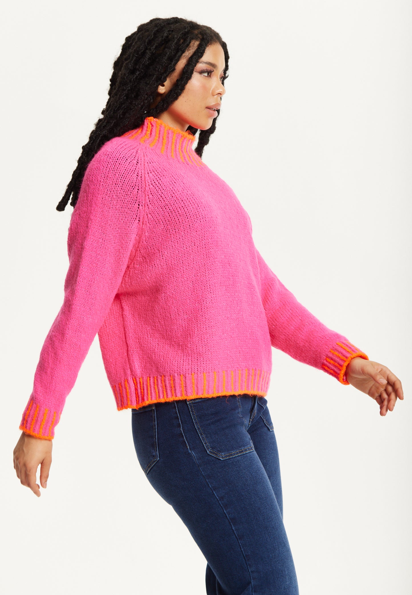 
                  
                    Neon Trim Wool Blend Jumper – Dark Pink
                  
                