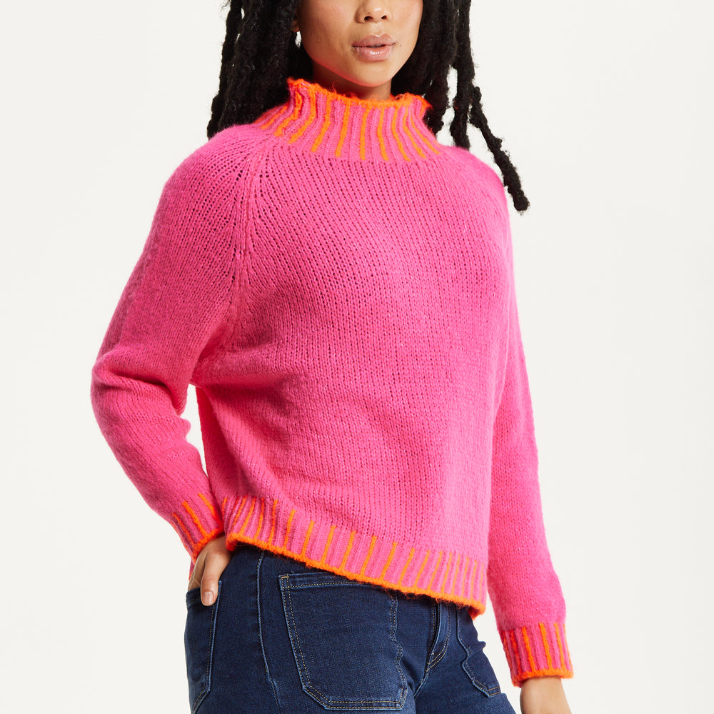 
                  
                    Neon Trim Wool Blend Jumper – Dark Pink
                  
                