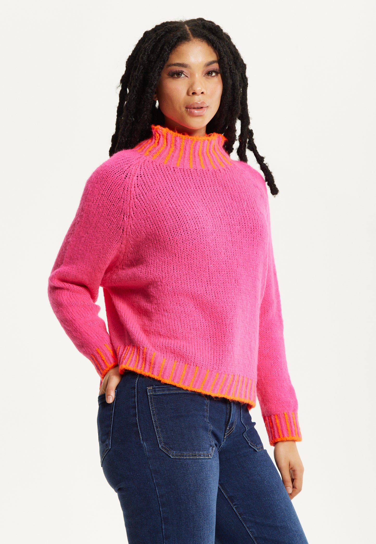 
                  
                    Neon Trim Wool Blend Jumper – Dark Pink
                  
                