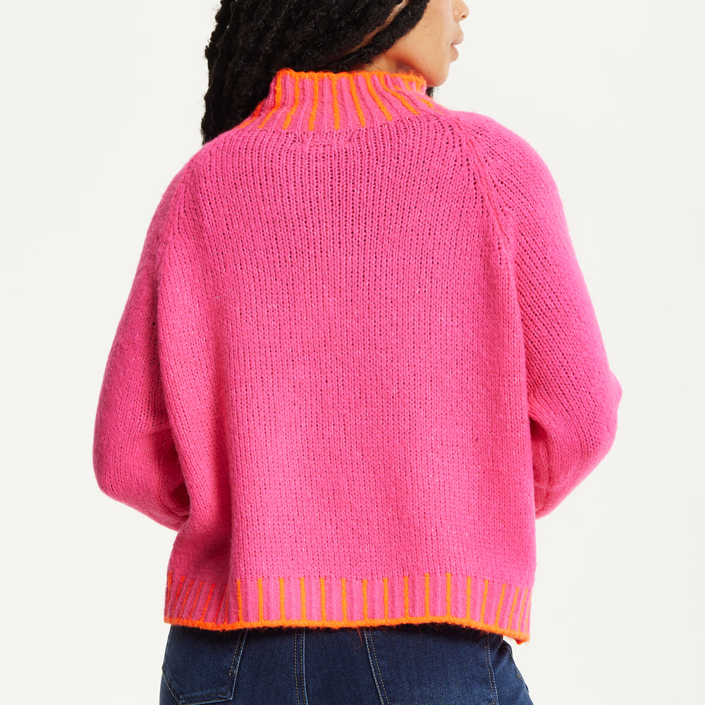 
                  
                    Neon Trim Wool Blend Jumper – Dark Pink
                  
                