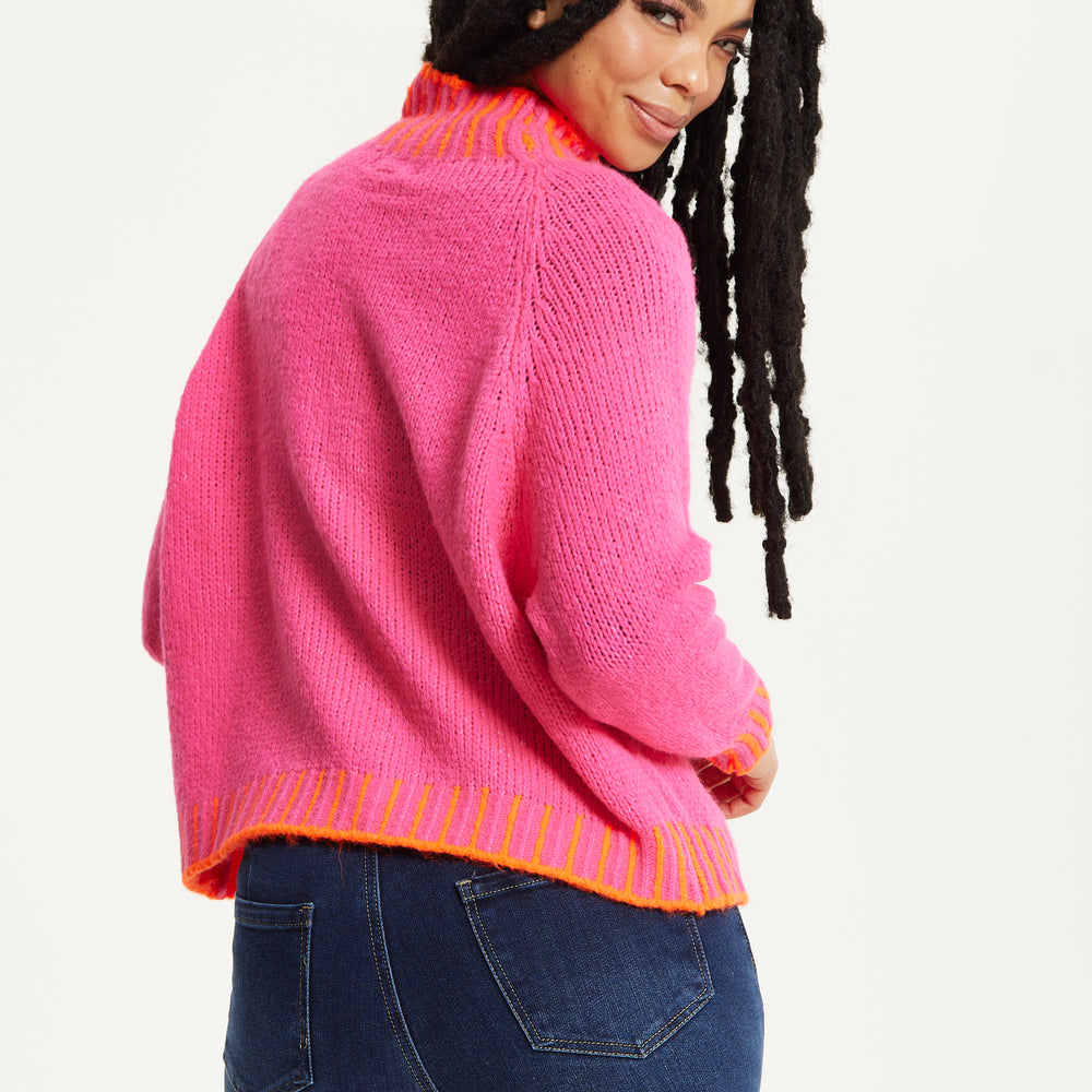 
                  
                    Neon Trim Wool Blend Jumper – Dark Pink
                  
                