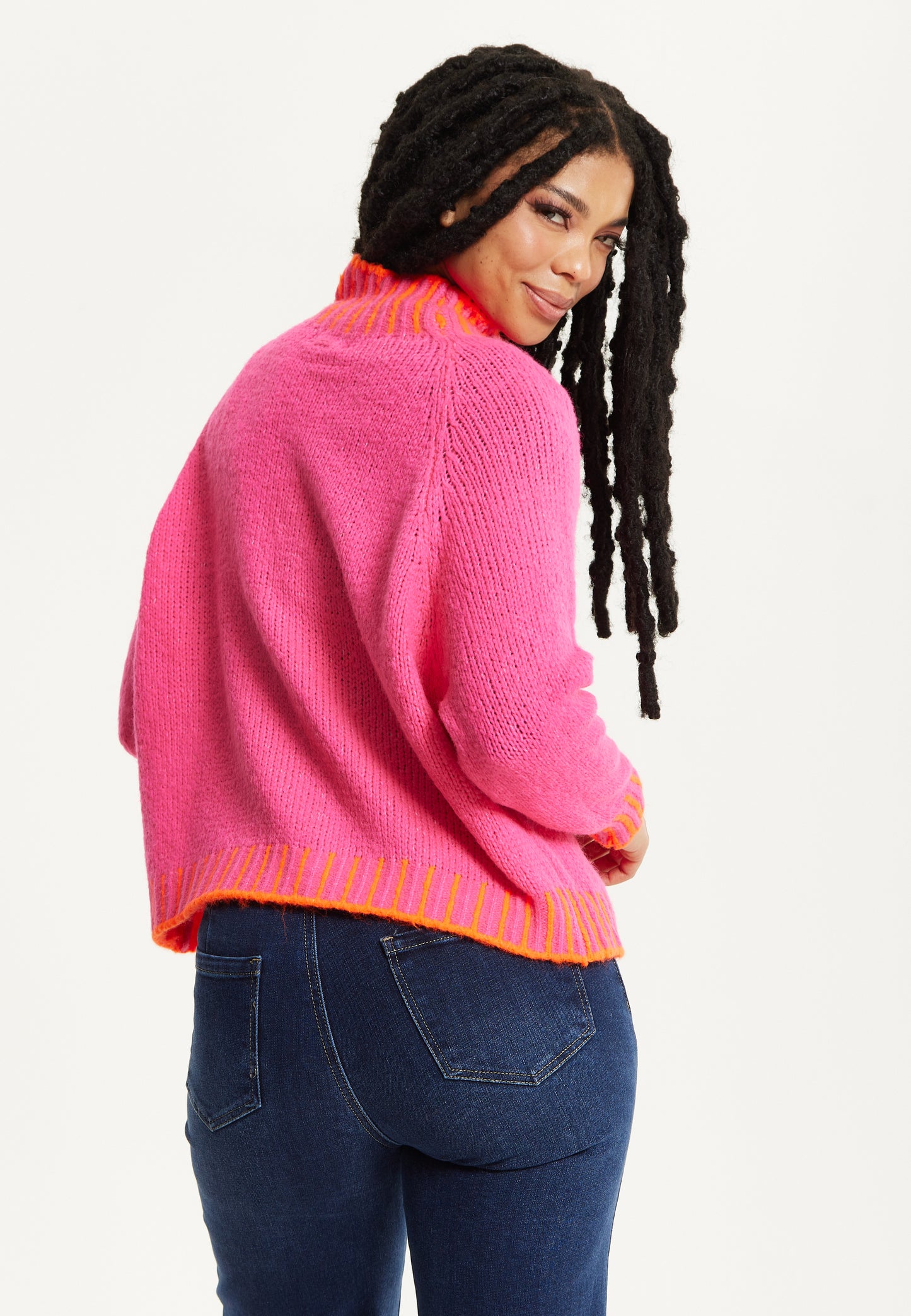 
                  
                    Neon Trim Wool Blend Jumper – Dark Pink
                  
                