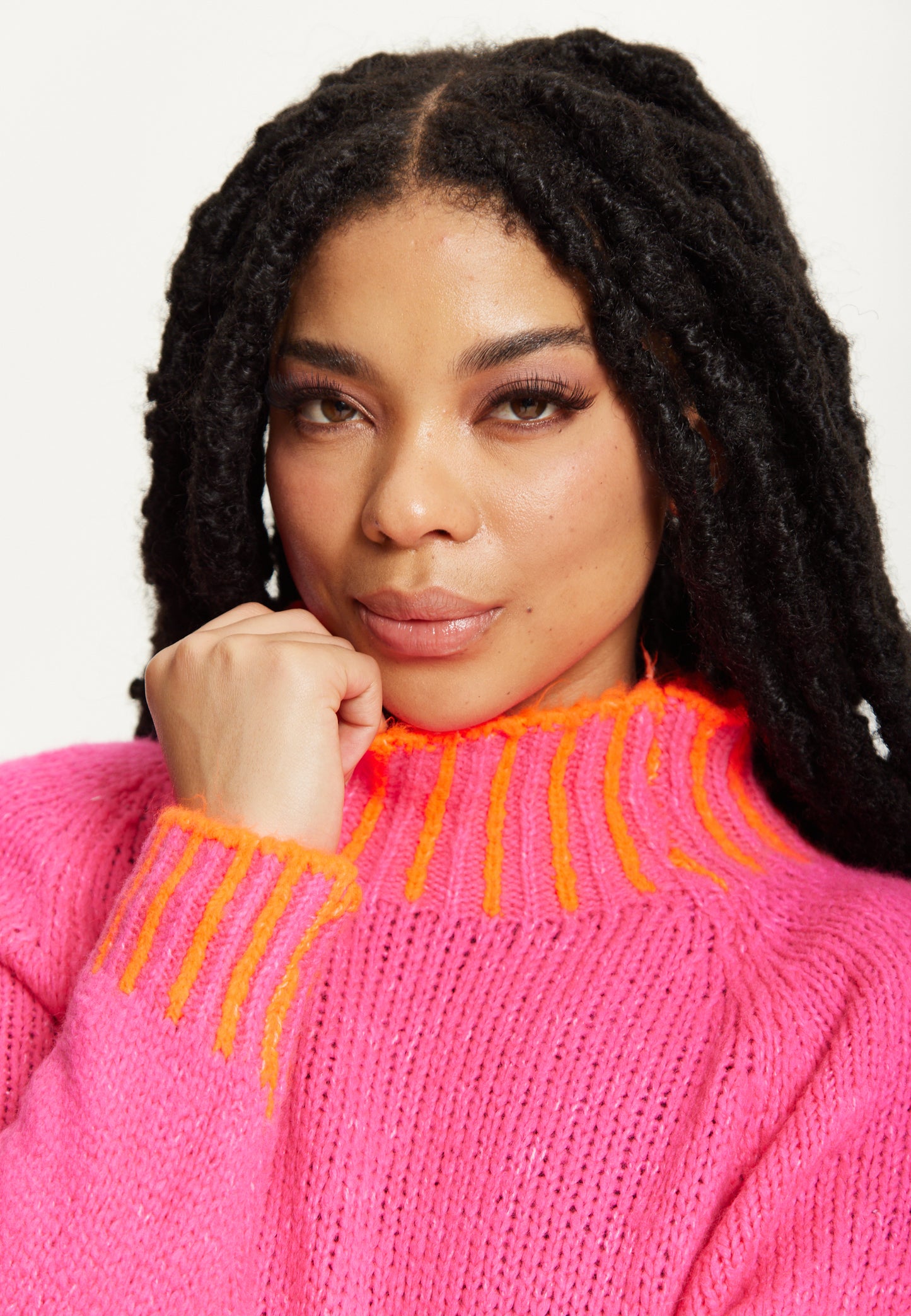 
                  
                    Neon Trim Wool Blend Jumper – Dark Pink
                  
                