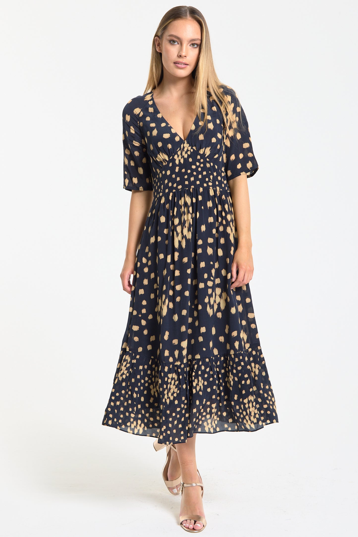 
                  
                    Navy Leopard Print Midi Dress
                  
                