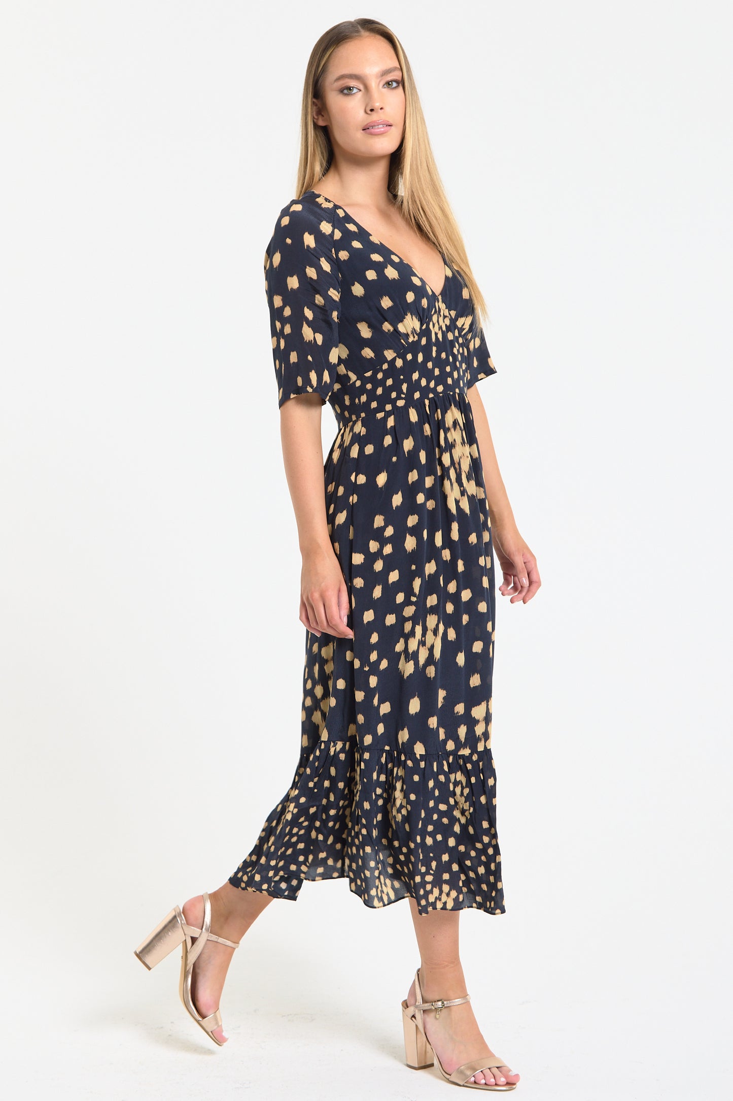 
                  
                    Navy Leopard Print Midi Dress
                  
                